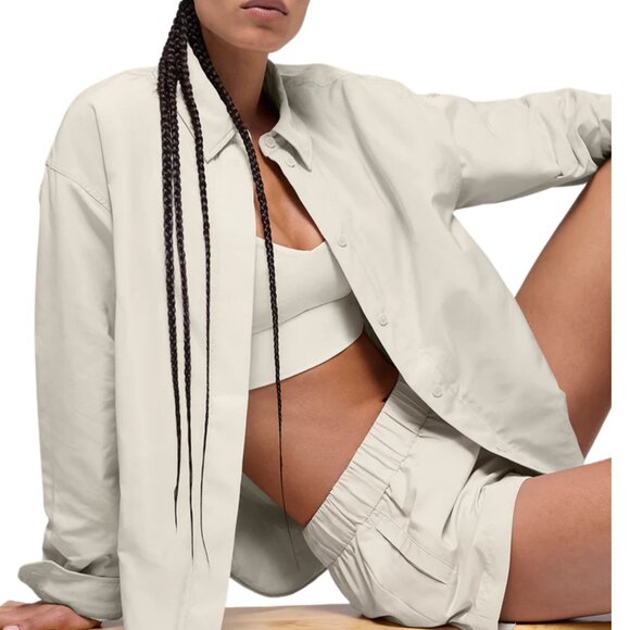 NWT ALO Socialite Shacket Bone S Lightweight Unisex Layering Jacket - Picture 1 of 8